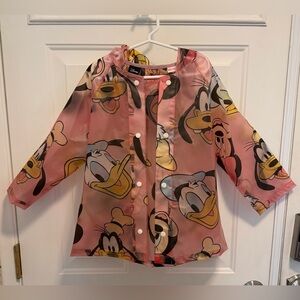 Zara Minnie Mouse and Friends Pink Transparent Hooded Raincoat Size 5-6 Years